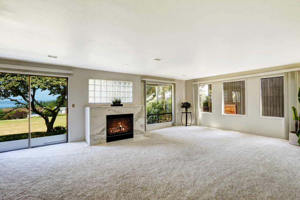Room with clean carpet.